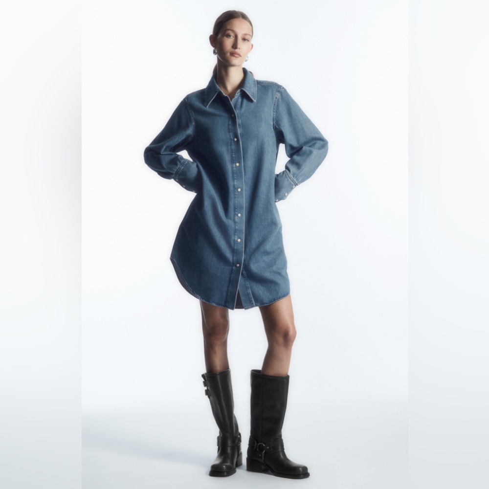 NWOT COS Oversized Denim Mini Shirt Dress
